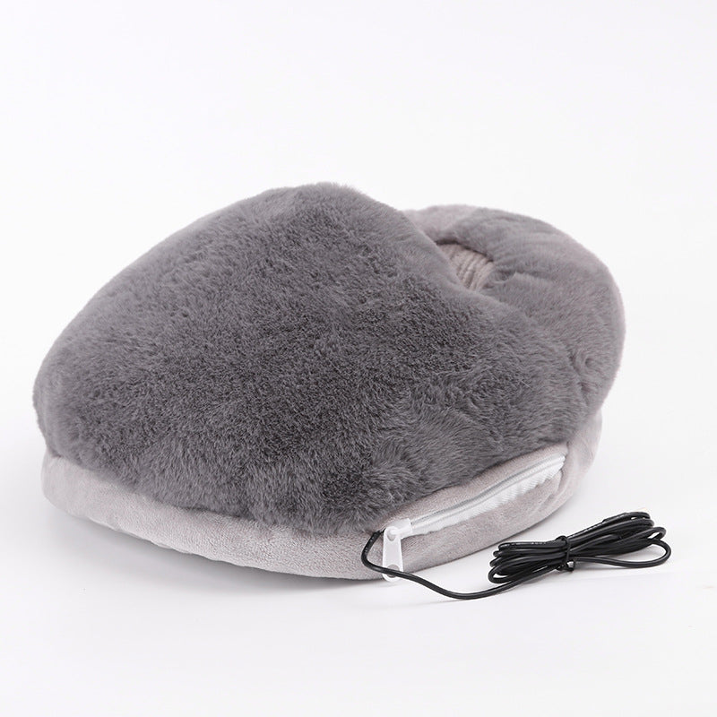 USB foot warmer Custom-made heating winter foot warmer home pure color imitation rabbit fur washable OEM electric heating shoes