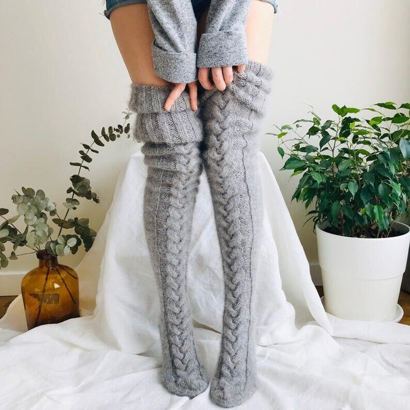 Hot style knitted socks over-the-knee long tube and long pile pile socks woolen socks