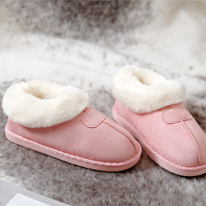 Korean Fashion home cotton drag thick bottom plush outer wear couple shoes