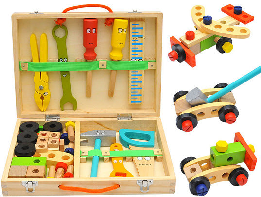 Wooden simulation DIY young children toolbox toys boys and girls play house early education educational toys