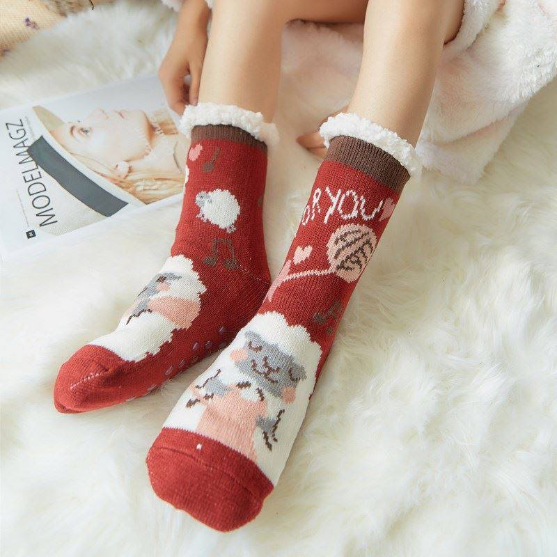 Sleeping socks, female sleep socks, floor socks, adult woolen socks, warm feet artifact, duvet plus velvet, thickened postpartum pregnant women