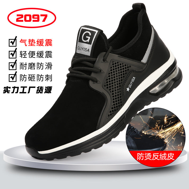 New cross-border labor insurance shoes, men's anti-smashing, anti-piercing, four seasons flying woven lightweight, comfortable and wear-resistant protective shoes