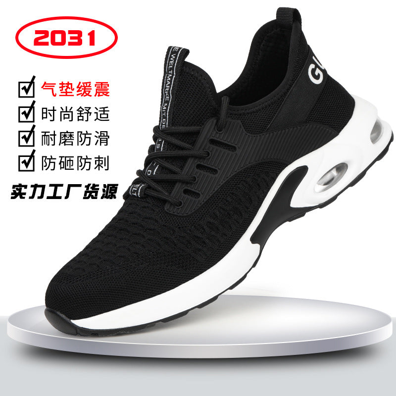 New cross-border labor insurance shoes, men's anti-smashing, anti-piercing, four seasons flying woven lightweight, comfortable and wear-resistant protective shoes