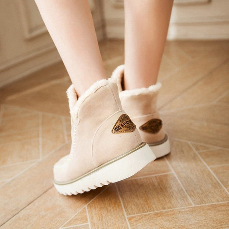 Snow Boots New Flat Heel Thick Sole Short Boots Overfoot Warm Low Cotton Boots