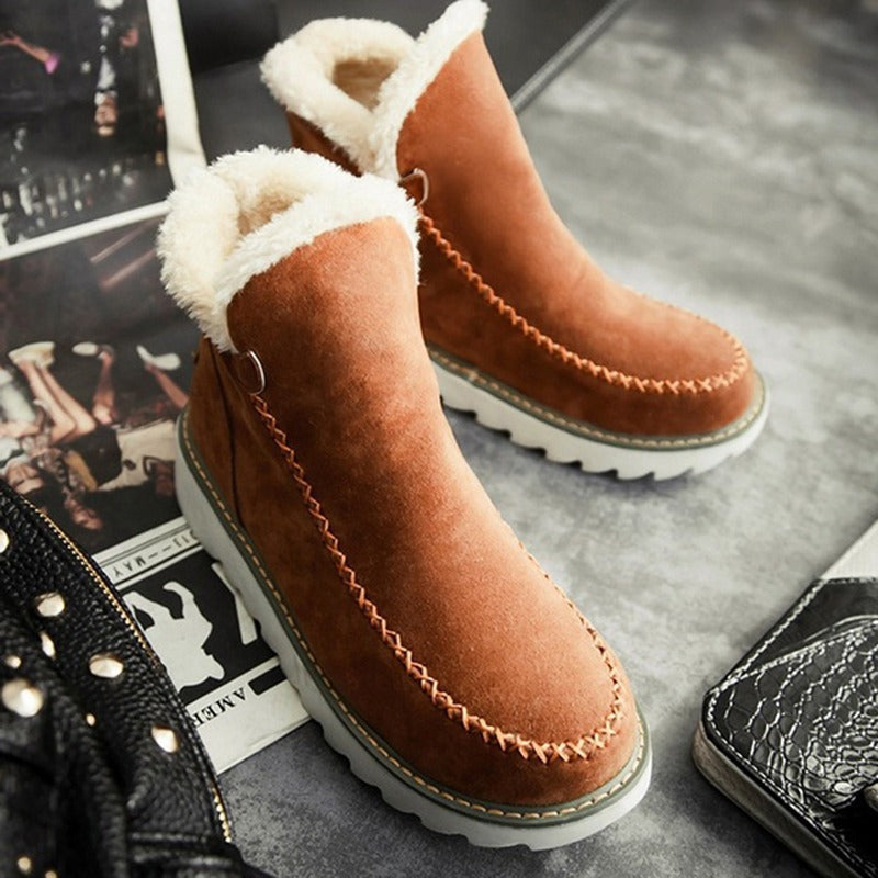 Snow Boots New Flat Heel Thick Sole Short Boots Overfoot Warm Low Cotton Boots