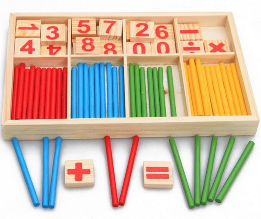 Wooden children counting sticks counting sticks kindergarten Montessori math teaching aids baby early education digital stick toy