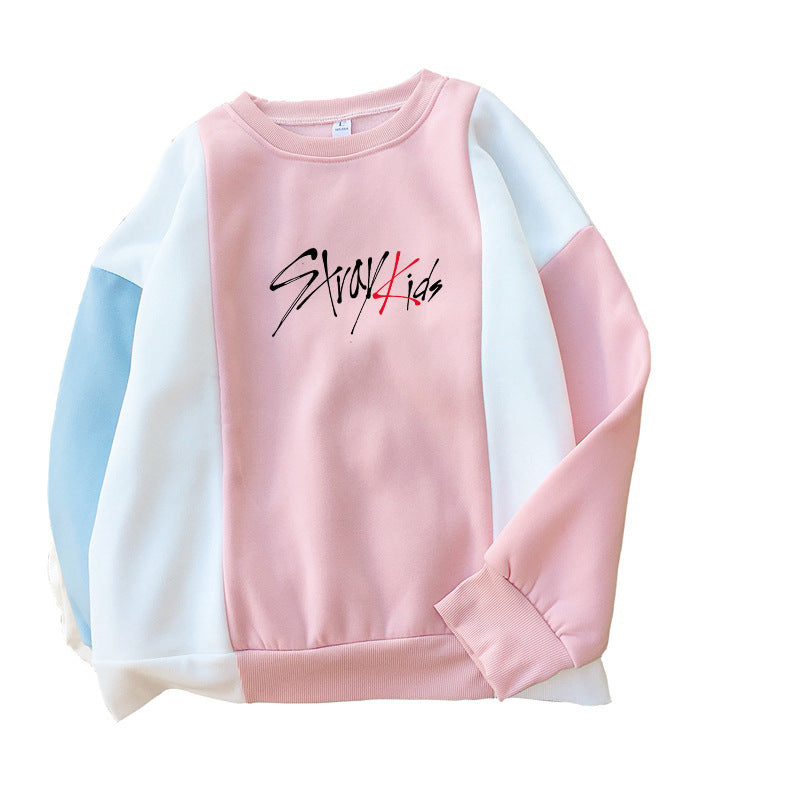 European and American style women's clothing hot sale Stray Kids loose and thin color matching sweater