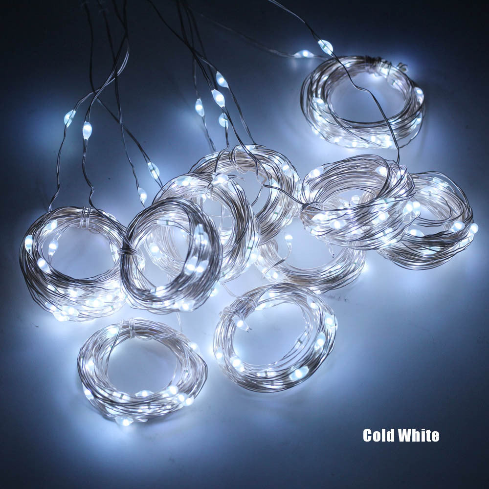 Copper wire curtain light 8-mode Christmas decorative light string stars cross-border USB remote control hook icicle light