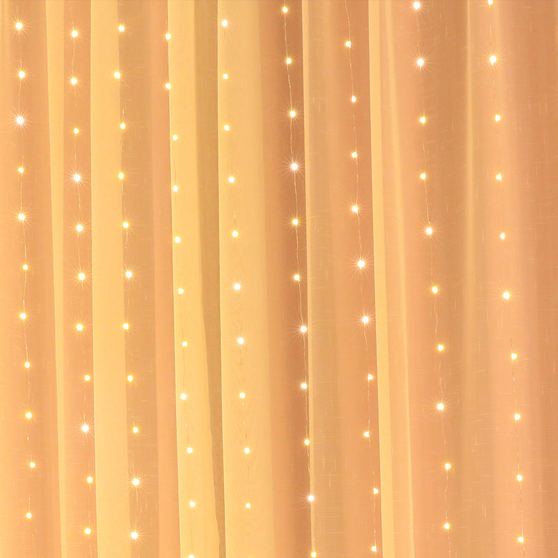 Copper wire curtain light string 3*3 meters 300 lights 8 function remote control curtain light string outdoor Christmas led curtain light string