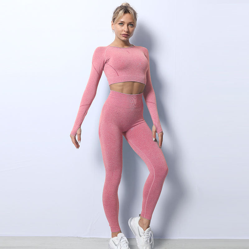 Hot-selling new seamless knitted yoga clothing suit autumn and winter sports quick-drying breathable fitness clothing