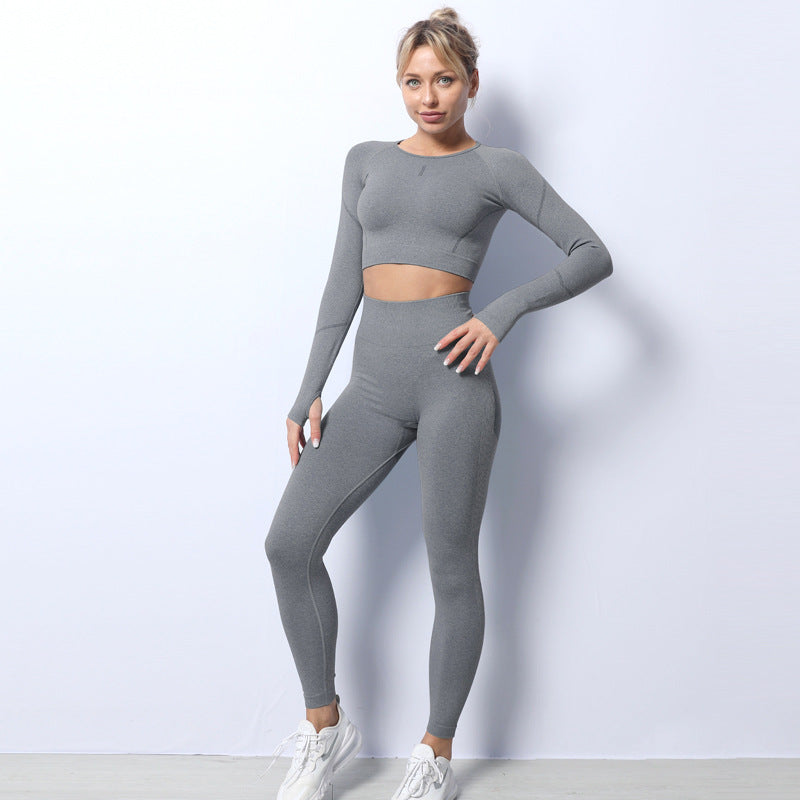 Hot-selling new seamless knitted yoga clothing suit autumn and winter sports quick-drying breathable fitness clothing