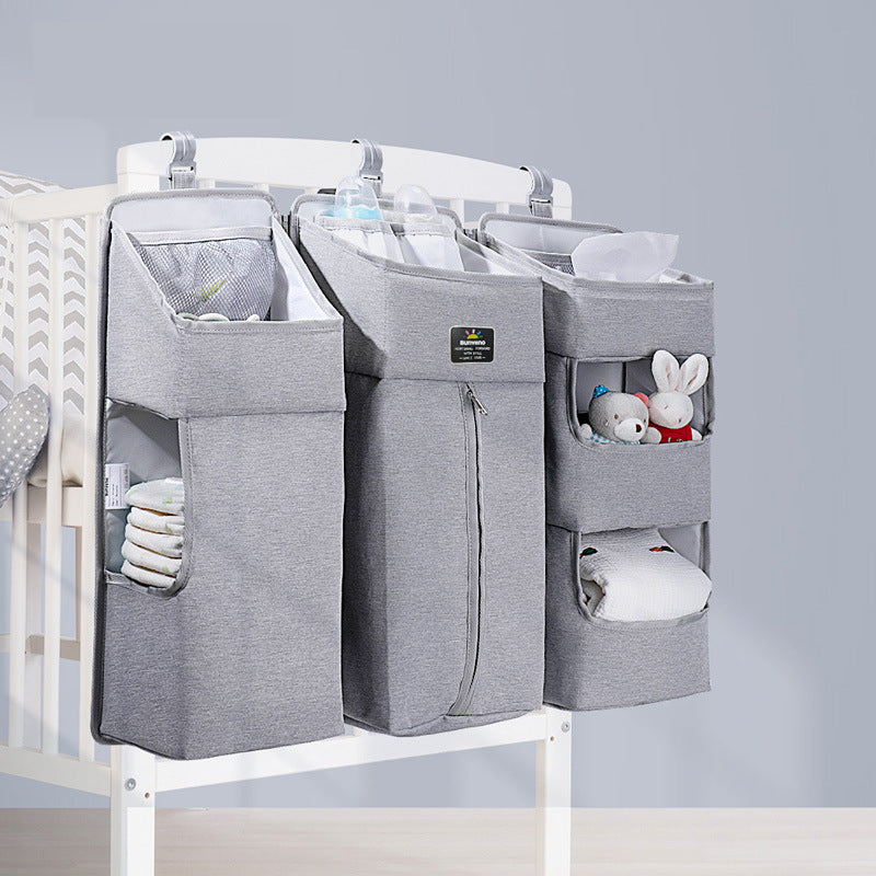 Sanmei Infant Crib Hanging Bag Baby Outing Diaper Storage Bag Bedside Hanging Basket Shelves Waterproof Diaper Bag