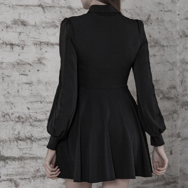 European and American little black dress autumn and winter new moon accessories dress