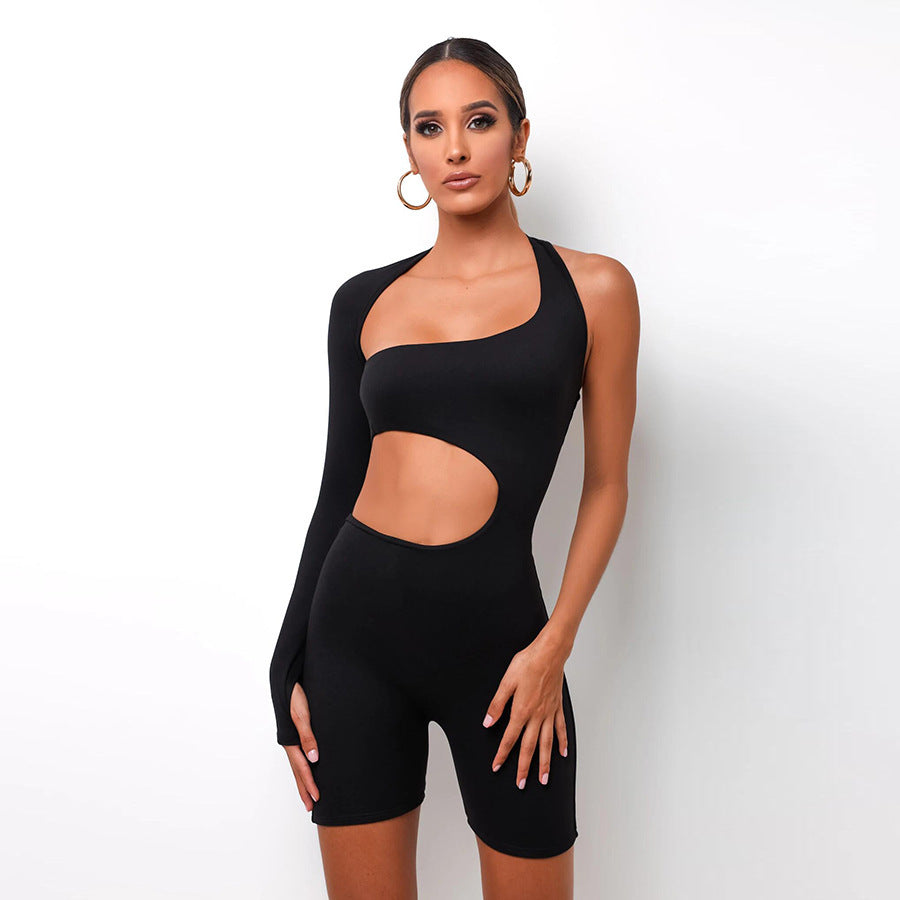 European and American style long-sleeved sexy hollow sports jumpsuit