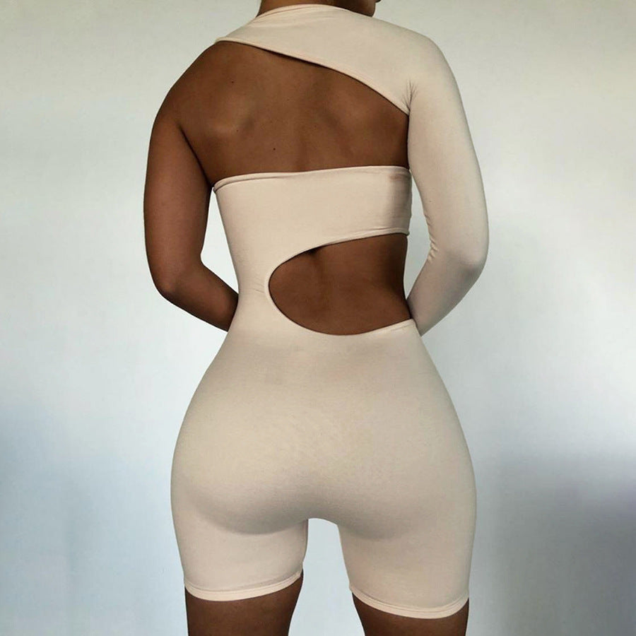 European and American style long-sleeved sexy hollow sports jumpsuit