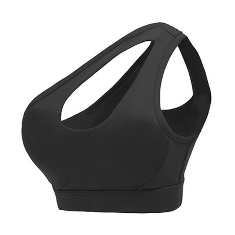 The new cross-border exclusively for one-shoulder hollow underwear shockproof and quick-drying no rim sports bra stretch fitness bra