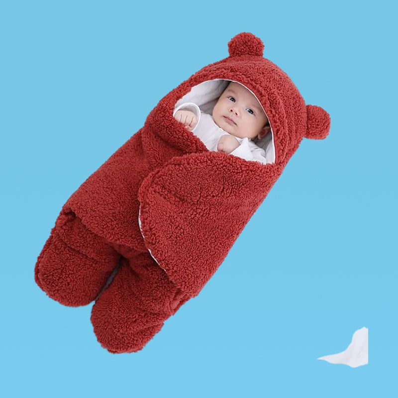 Children's autumn and winter one-piece baby sleeping bag autumn and winter thickening one-piece hooded bag leg split pajamas