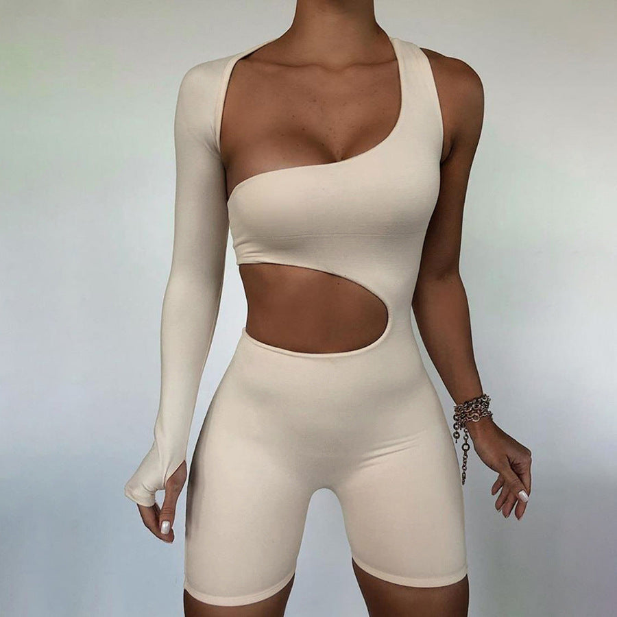 European and American style long-sleeved sexy hollow sports jumpsuit