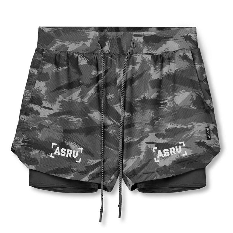 Europe and the United States large size mesh double-layer sports shorts anti-glare outdoor training quick-drying pants
