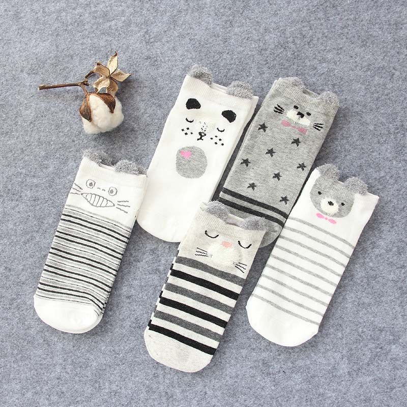 Cotton socks female cute animal socks low cut socks spring and summer ladies boat socks stall socks