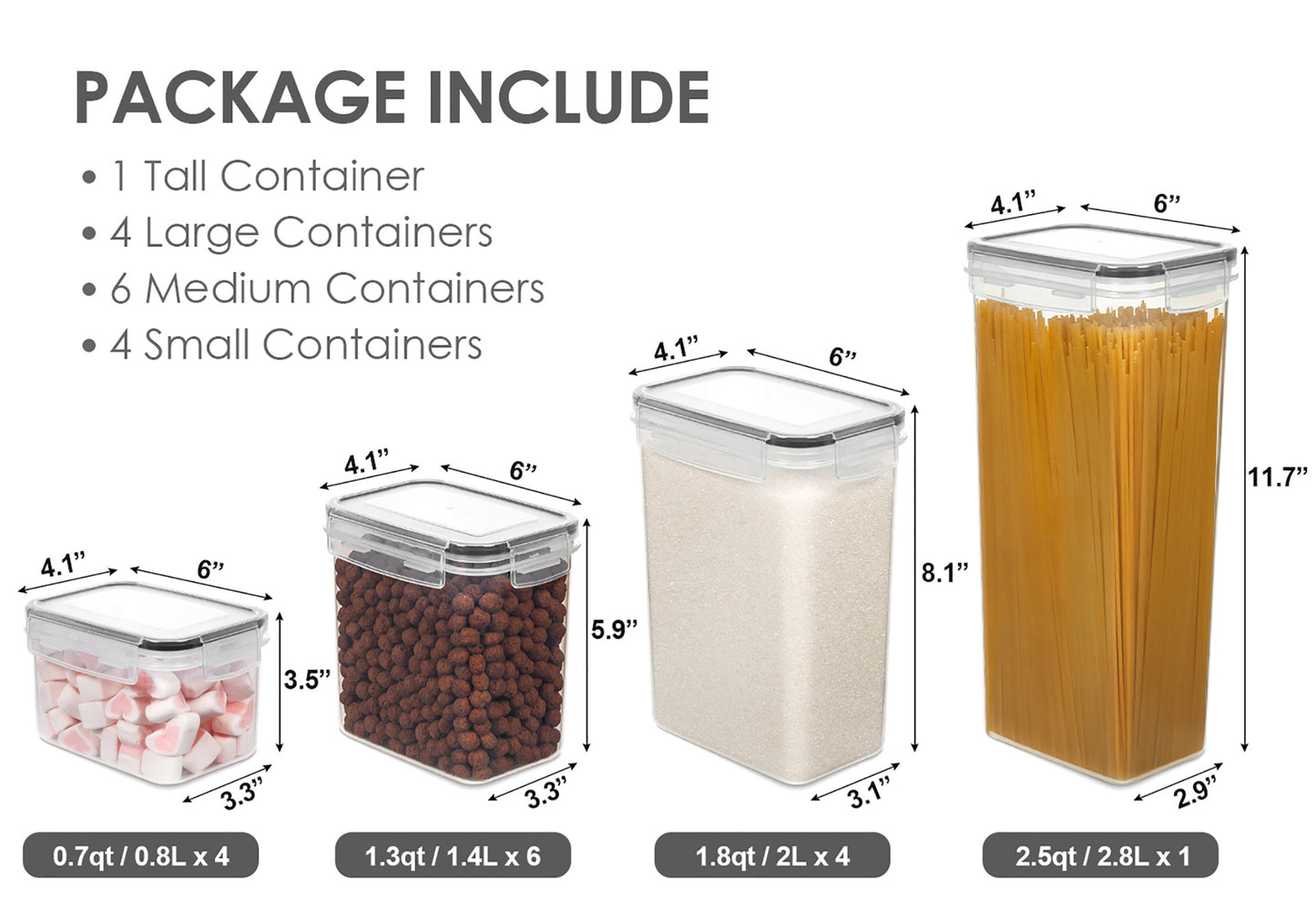 Cross-border hot sale whole grain storage box kitchen 15-piece 0.8L rice bucket plastic transparent sealed jar