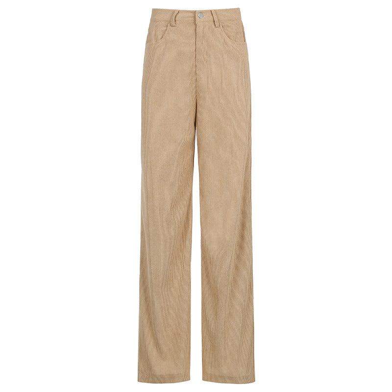 European and American corduroy mopping floor drape wide-leg casual trousers