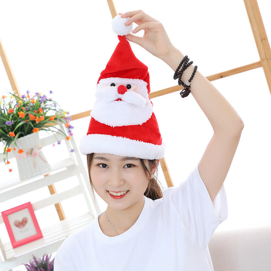 Christmas gift electric Santa Claus hat plush toy will sing, glow, swing, adjustable hat
