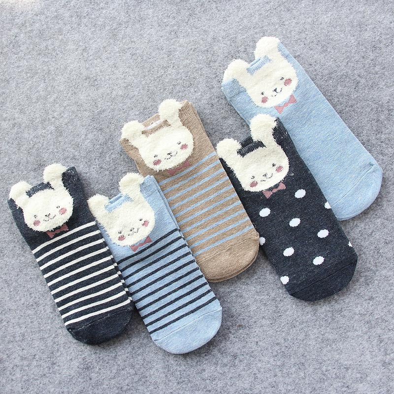 Cotton socks female cute animal socks low cut socks spring and summer ladies boat socks stall socks