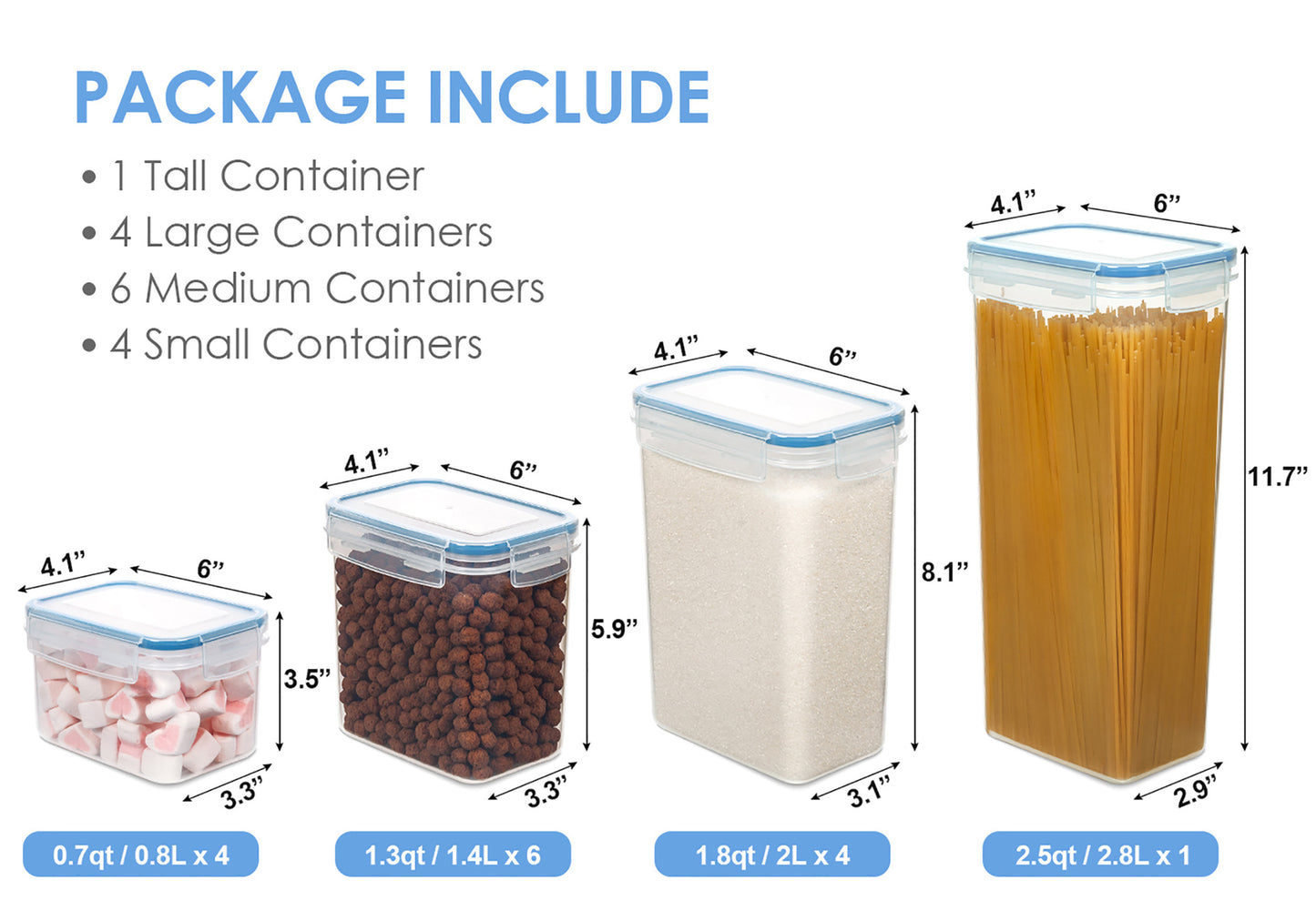 Cross-border hot sale whole grain storage box kitchen 15-piece 0.8L rice bucket plastic transparent sealed jar