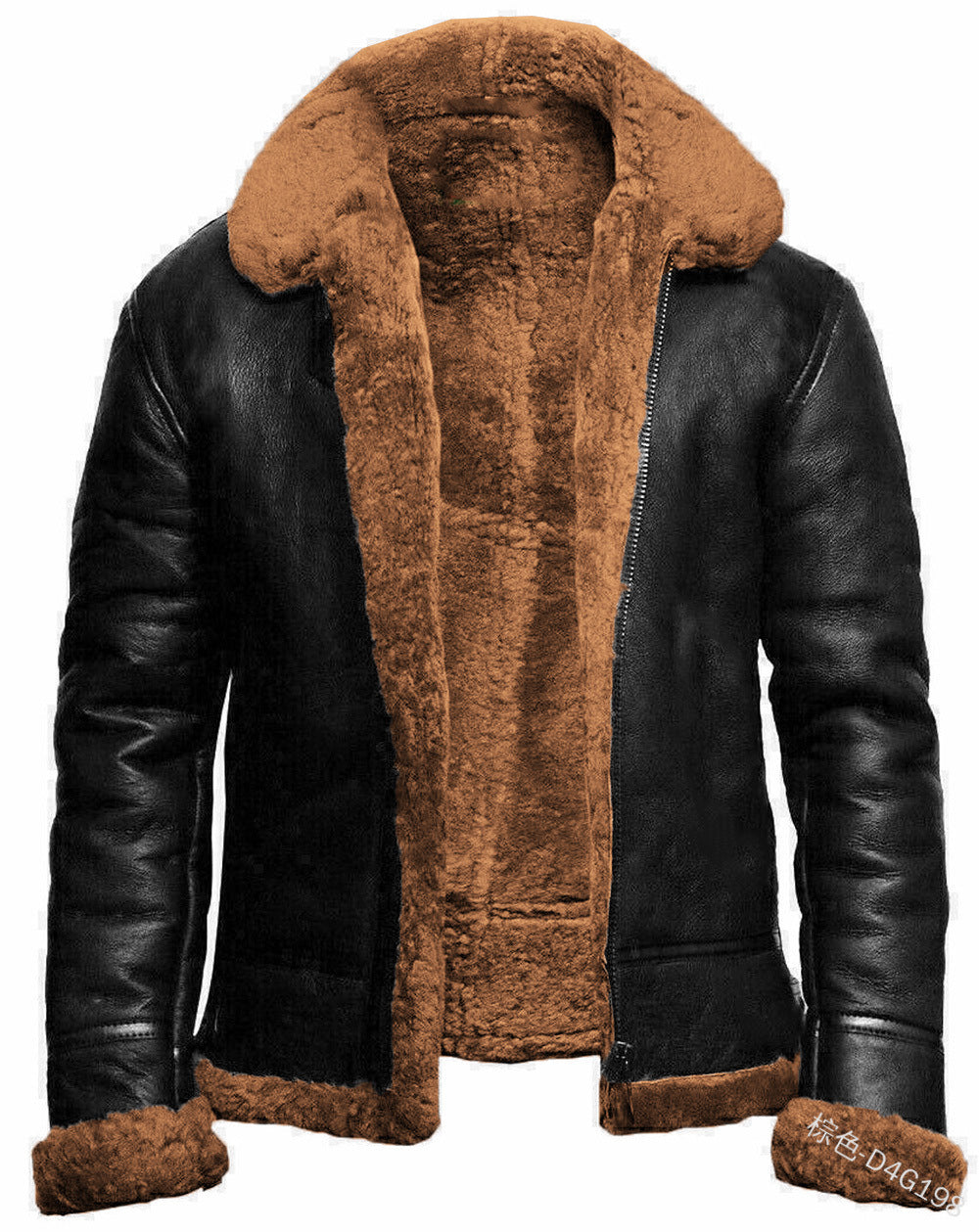 European and American plus velvet lapel loose winter zipper casual straight hem PU jacket