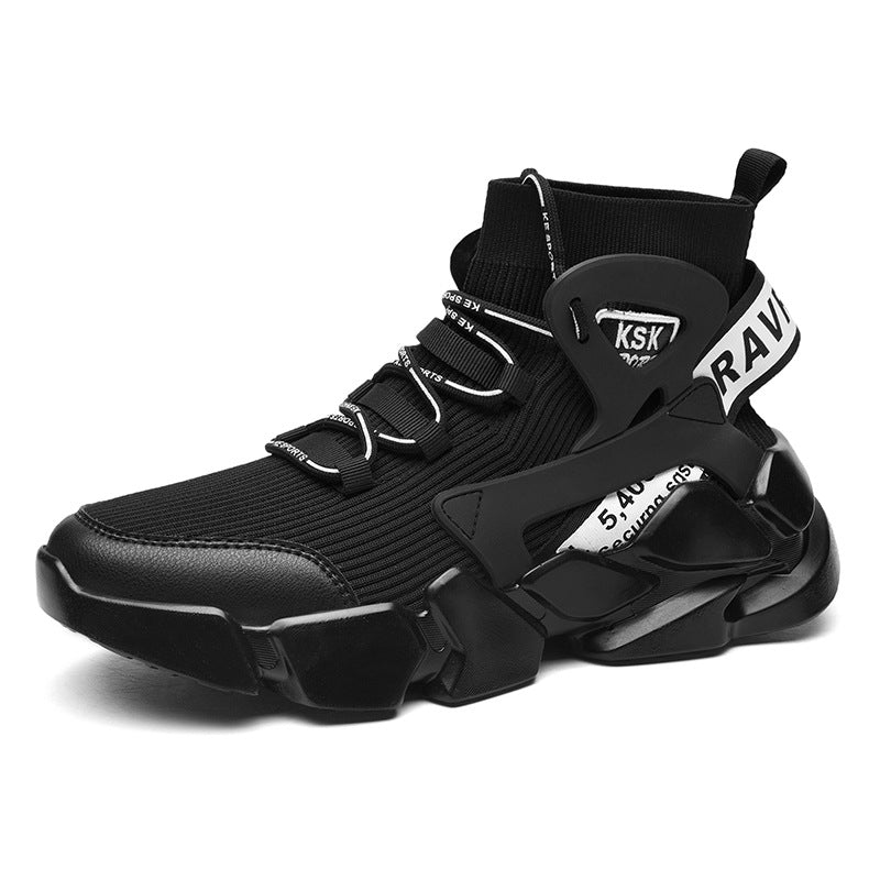 Breathable trend socks shoes casual sports high-top thick-soled shoes men's trendy shoes