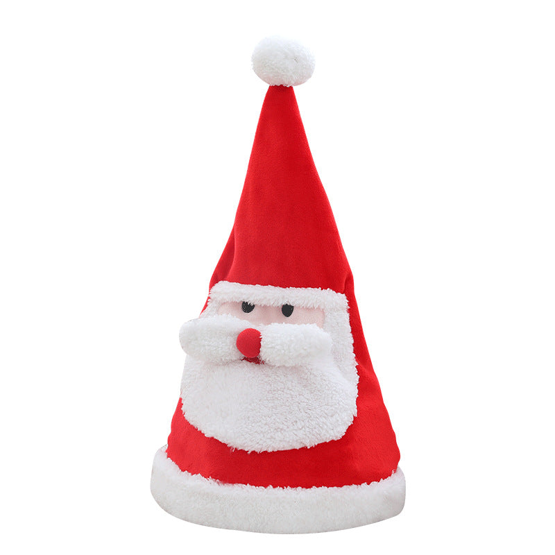 Christmas gift electric Santa Claus hat plush toy will sing, glow, swing, adjustable hat