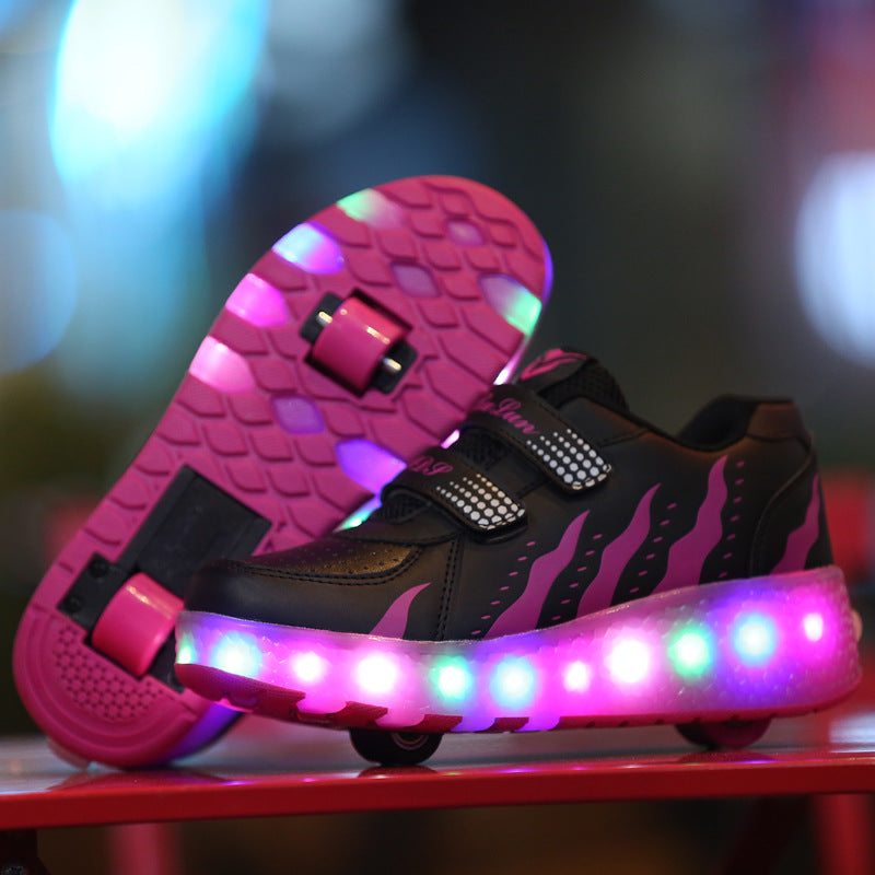 Heelys shoes boys and girls adult double roller skates LED lights shoes