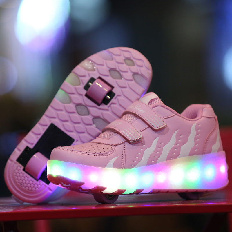 Heelys shoes boys and girls adult double roller skates LED lights shoes