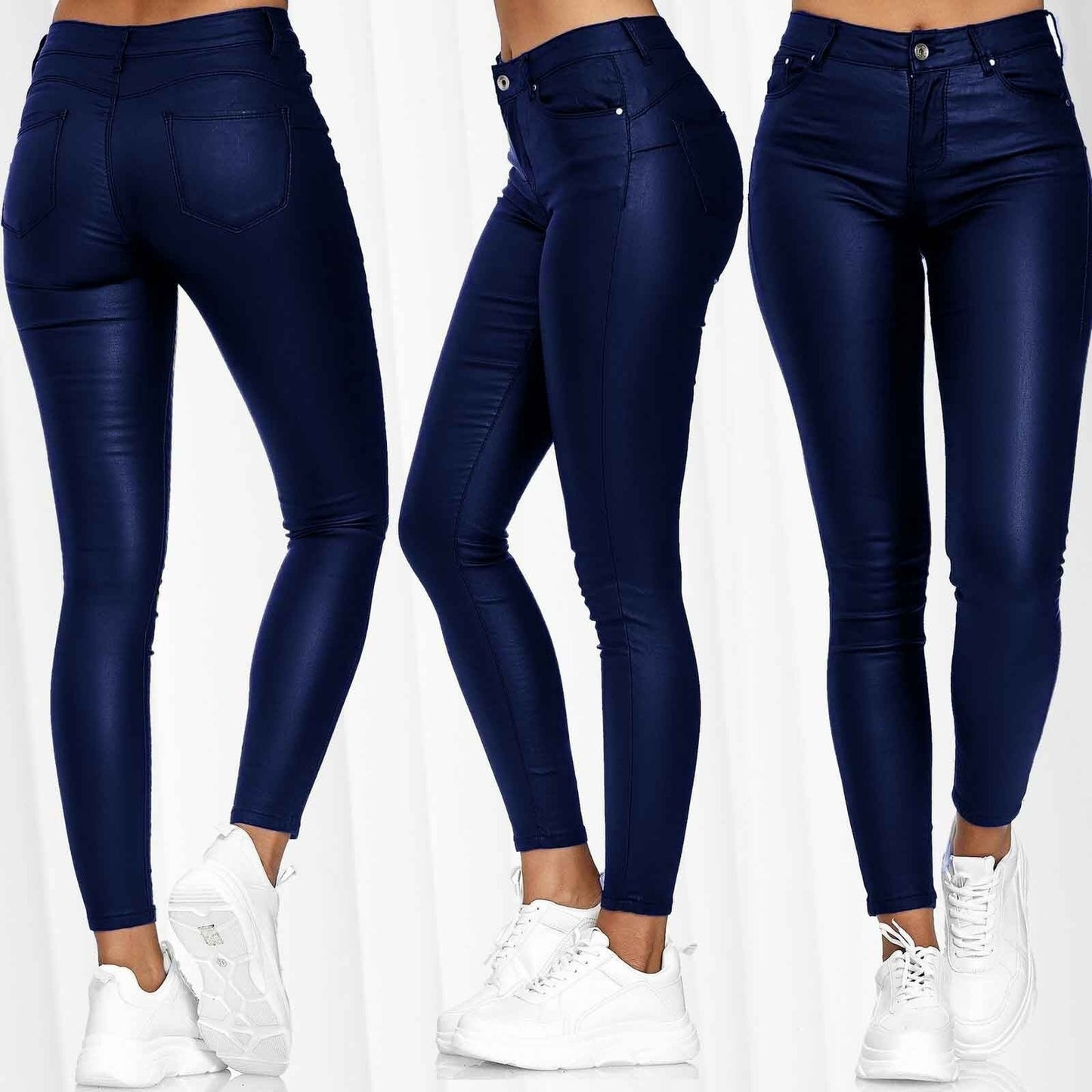 European and American women's clothing casual pants skinny pants PU leather pants