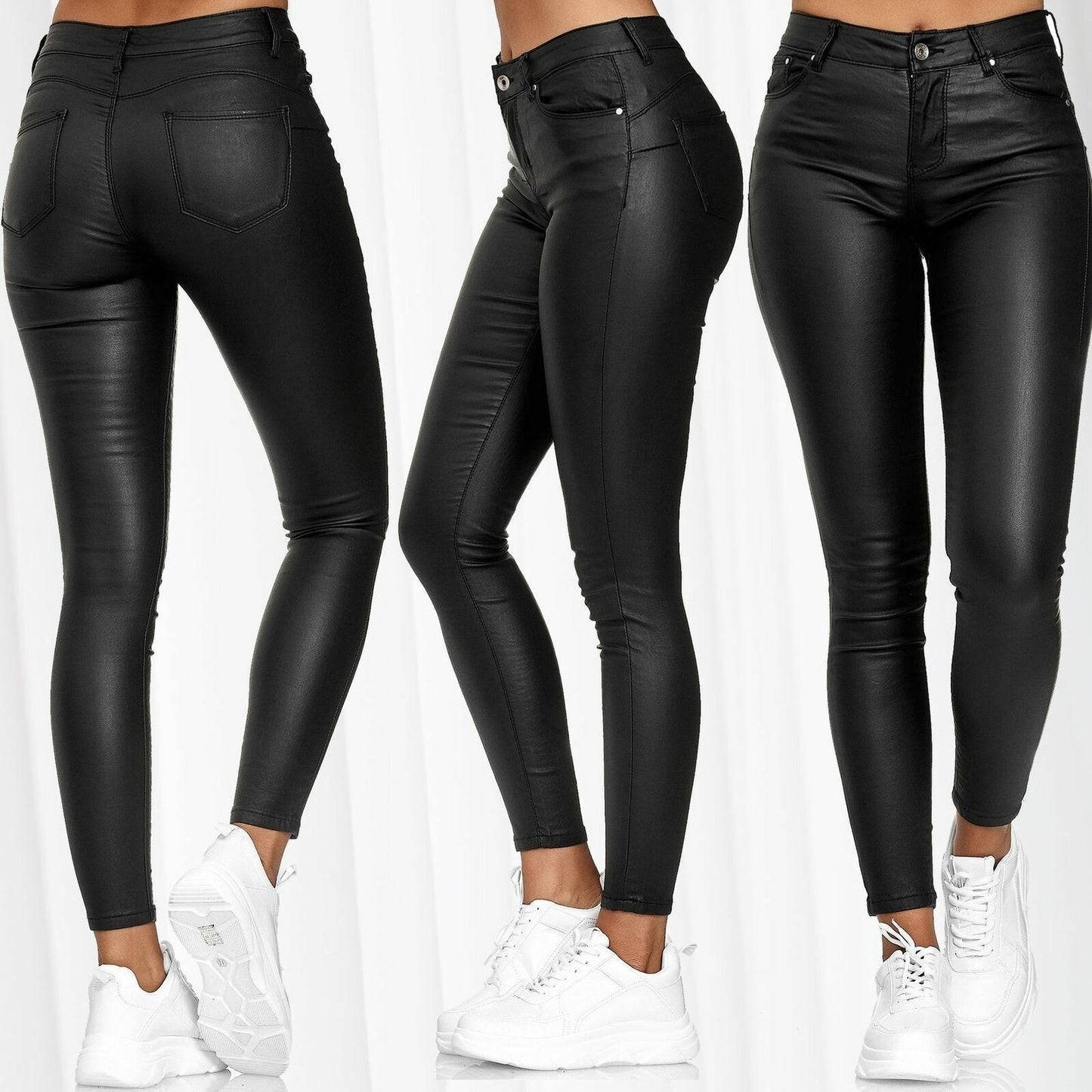 European and American women's clothing casual pants skinny pants PU leather pants