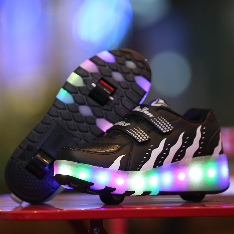 Heelys shoes boys and girls adult double roller skates LED lights shoes