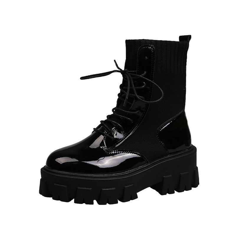 New Martin boots women ins thick-soled boots plus velvet mid-tube Martin boots