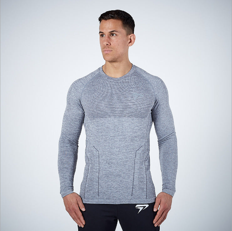 European and American muscle fitness autumn sports quick-drying men's long sleeve running fitness t-shirt