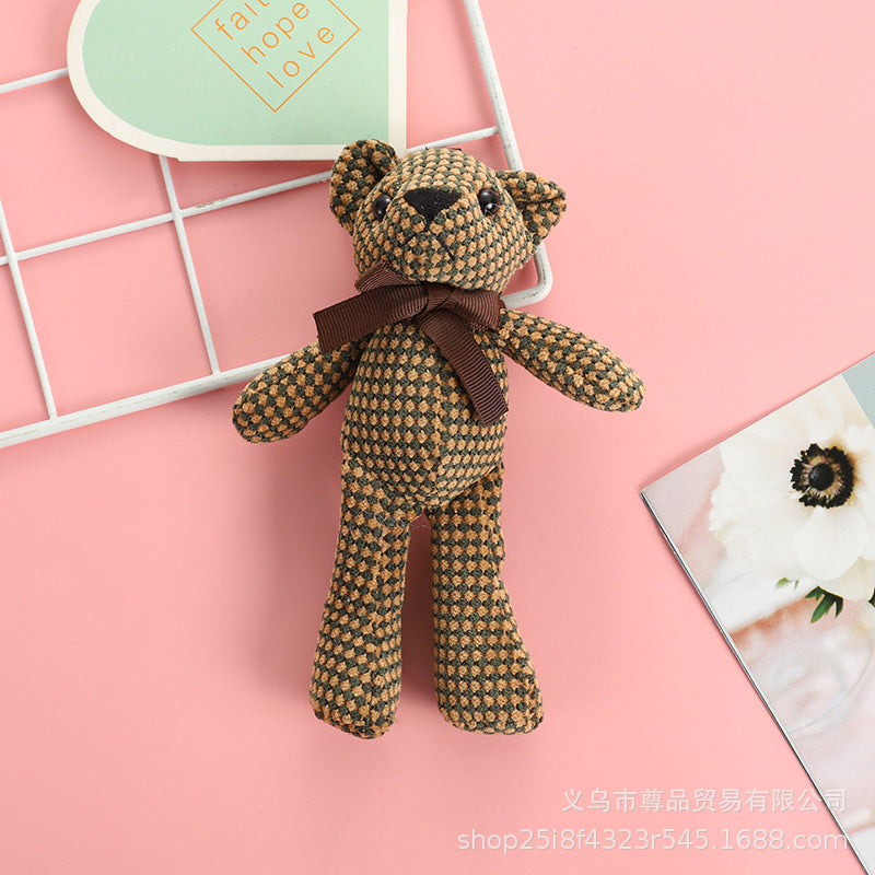 16cm bear pineapple grid bear plush toy doll doll doll bag pendant gift with souvenir accessories