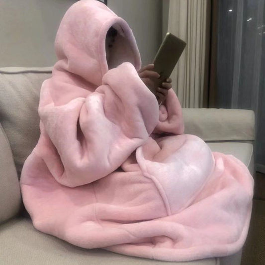 TV new hooded fleece warm clothes lazy pajamas autumn and winter thick nightgown pajamas flannel winter clothes sweater