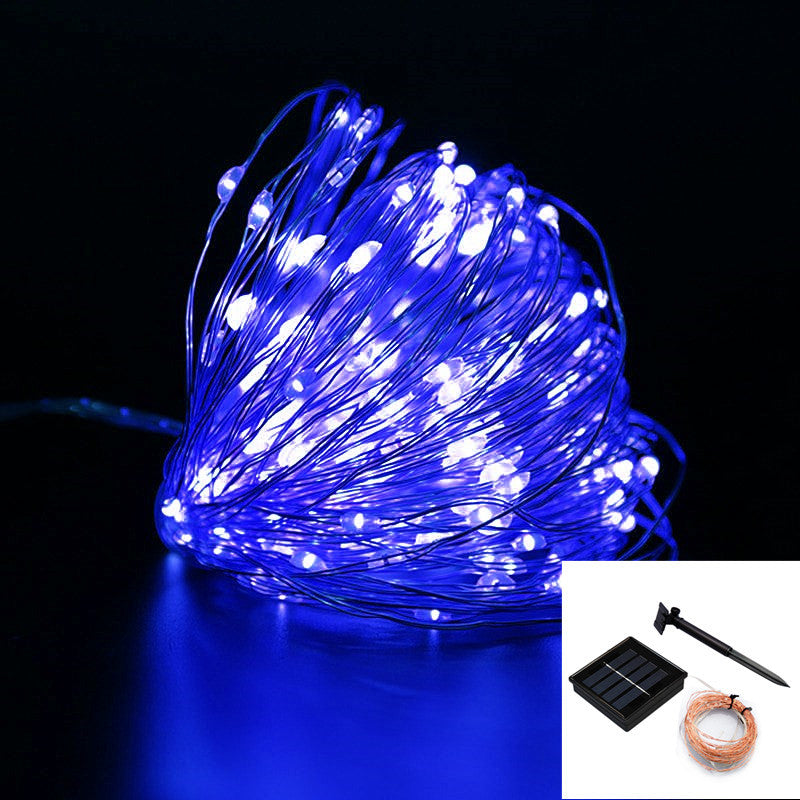 Solar copper wire light string outdoor waterproof led holiday christmas lights garden decoration