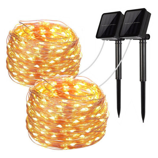 Solar copper wire light string outdoor waterproof led holiday christmas lights garden decoration
