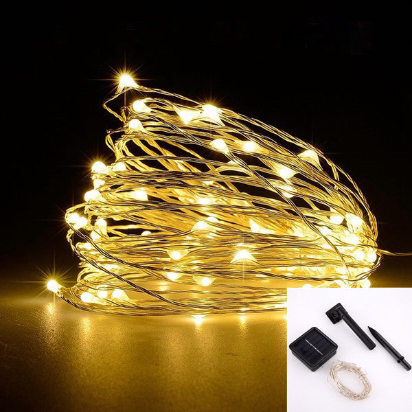 Solar copper wire light string outdoor waterproof led holiday christmas lights garden decoration