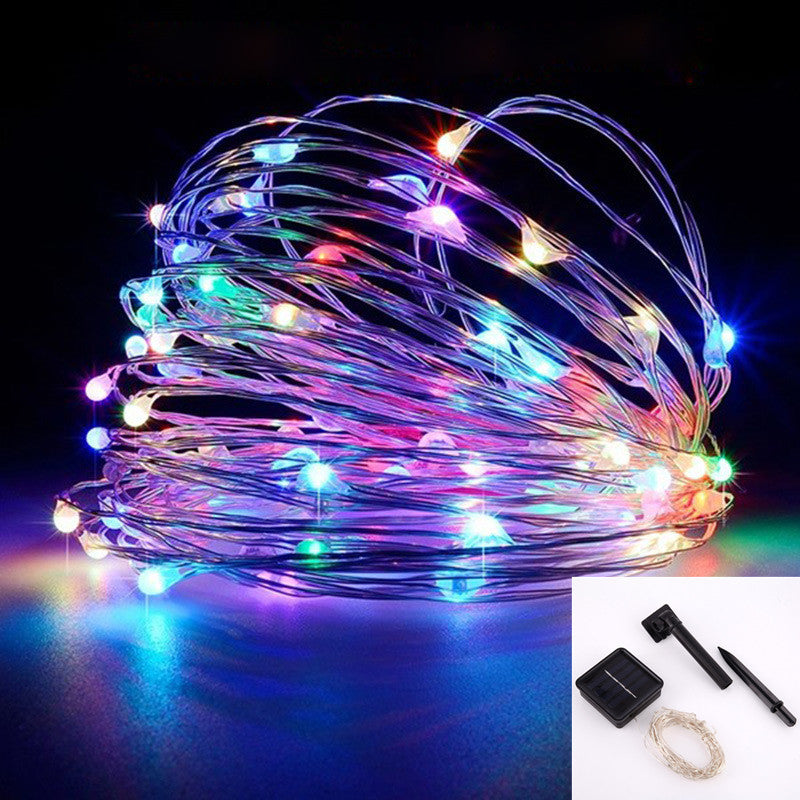 Solar copper wire light string outdoor waterproof led holiday christmas lights garden decoration