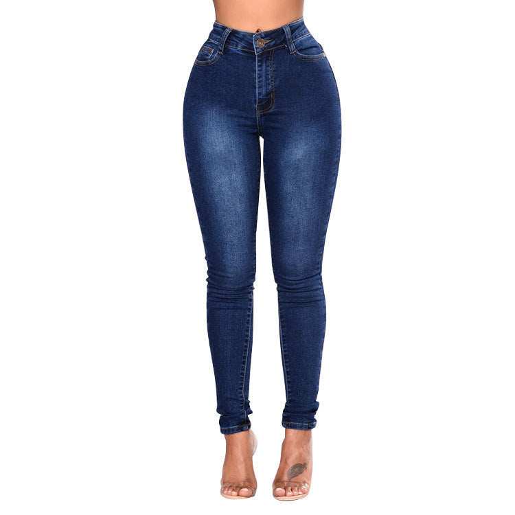 European and American ladies thin high elastic jeans pencil pants