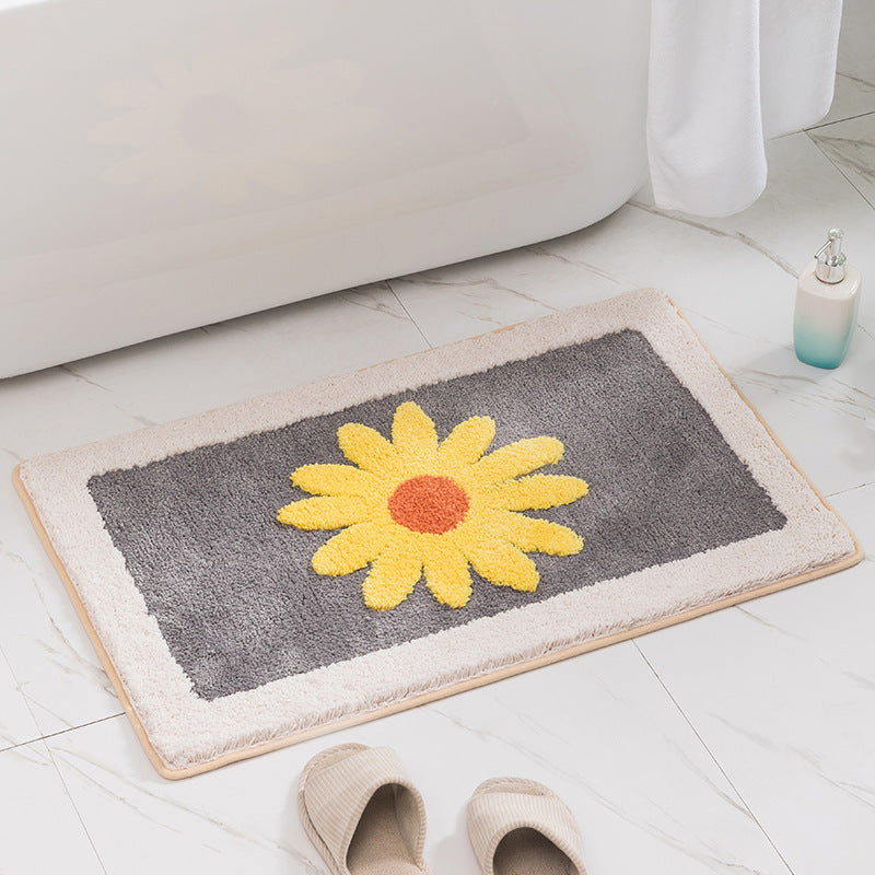 New cartoon daisy carpet at the bathroom door, floor mat, bathroom non-slip mat, bedroom absorbent cartoon foot mat