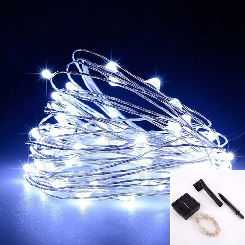 Solar copper wire light string outdoor waterproof led holiday christmas lights garden decoration