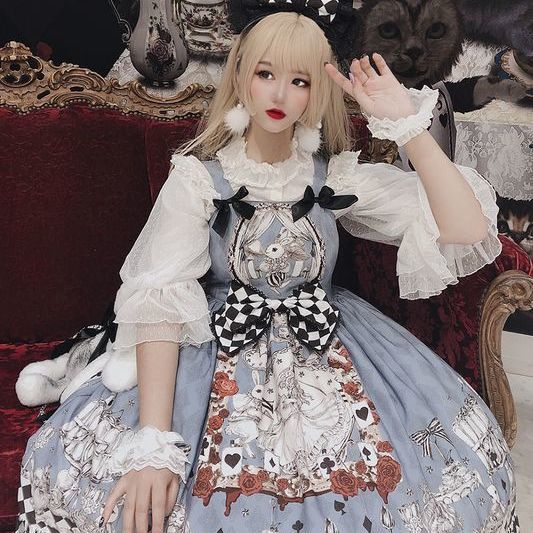 Lolita skirt Gothic retro mourning Alice lolita dress jsk suspender skirt