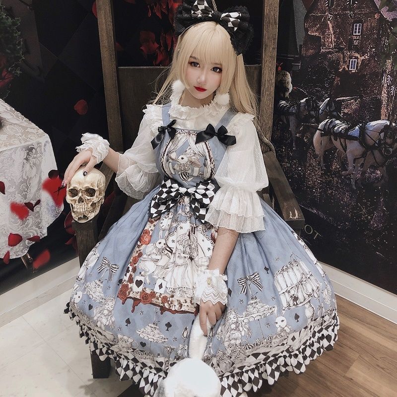 Lolita skirt Gothic retro mourning Alice lolita dress jsk suspender skirt